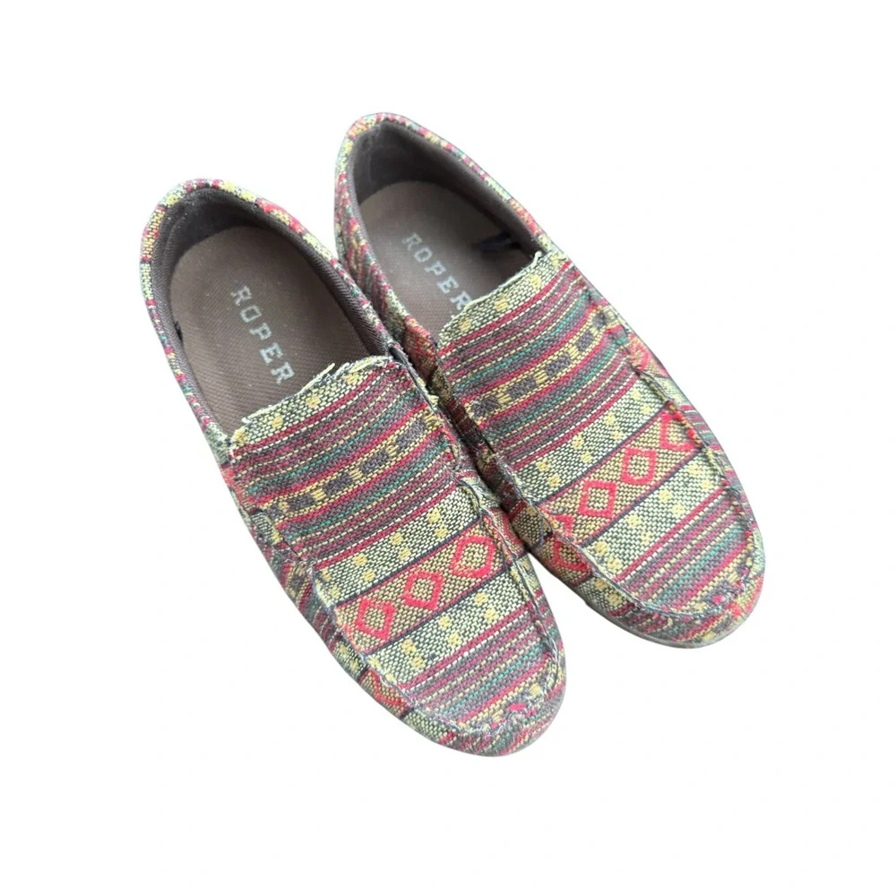 Roper Women's Aztec Pattern‎ 1786 Moccasin Shoes Slip On Loafers Size 8.5
